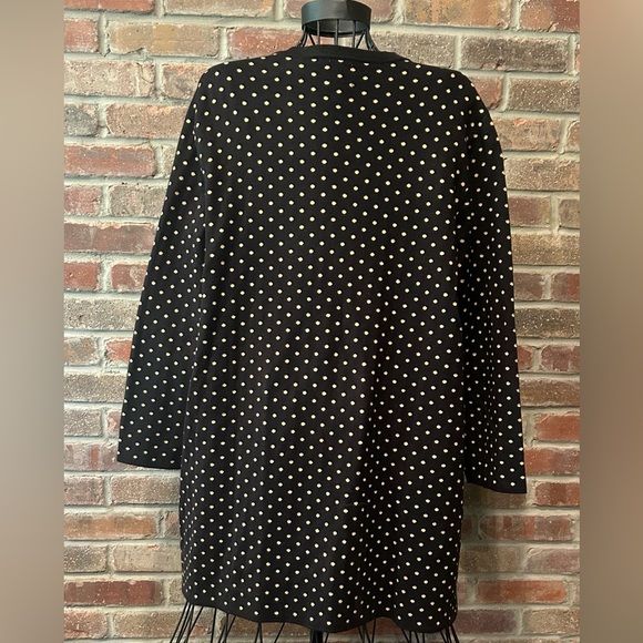 Anne Klein Black with Gold Sparkle Polka Dot Cardigan/Blazer - Picture 2 of 7